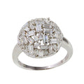 Silver 925 Rhodium Plated Half Sphere Ring with Rectangle CZ - STR01070 | Silver Palace Inc.