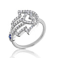 Silver 925 Rhodium Plated Heart Hamsa and Evil Eye with CZ - GMR00211 | Silver Palace Inc.