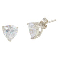Sterling Silver Rhodium Plated Heart Stone Stud Earrings - STE00467 | Silver Palace Inc.