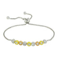 Silver 925 Rhodium Plated Linked Tri Color Circles with CZ - ARB00032TRI | Silver Palace Inc.