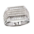 Men's Sterling Silver 925 Rhodium Plated 3 Bar CZ Ring - GMR00222 | Silver Palace Inc.