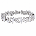 Rhodium Plated 925 Sterling Silver Mixed Shapes CZ Bracelet - BGB00305