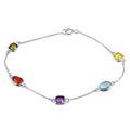 Silver 925 Rhodium Plated Multi-Color CZ Stone Bracelet - STB00551 | Silver Palace Inc.