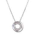 Silver 925 Rhodium Plated Open Circle Pendant Necklace with CZ - GMN00037 | Silver Palace Inc.