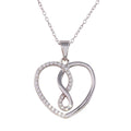 Silver 925 Rhodium Plated Open Heart Infinity Pendant Necklace with CZ - STP01554 | Silver Palace Inc.