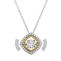 Silver 925 Rhodium Plated Open Rhombus Necklace with Dancing CZ - STP01659 | Silver Palace Inc.