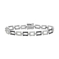 Silver 925 Rhodium Plated Rectangle Link Bracelet with CZ - BGB00013 | Silver Palace Inc.