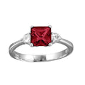 Silver 925 Rhodium Plated Red CZ Center Stone Ring - BGR01138RED | Silver Palace Inc.