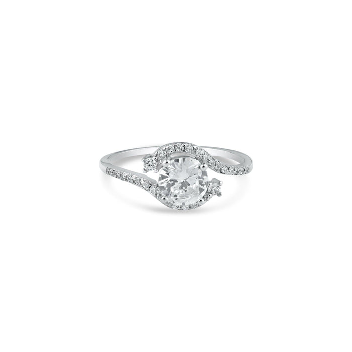 Silver 925 Rhodium Plated Round Center Ring - BGR01127 | Silver Palace Inc.