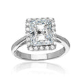 Silver 925 Rhodium Plated Square Clear CZ Halo Ring - BGR01113CLR | Silver Palace Inc.