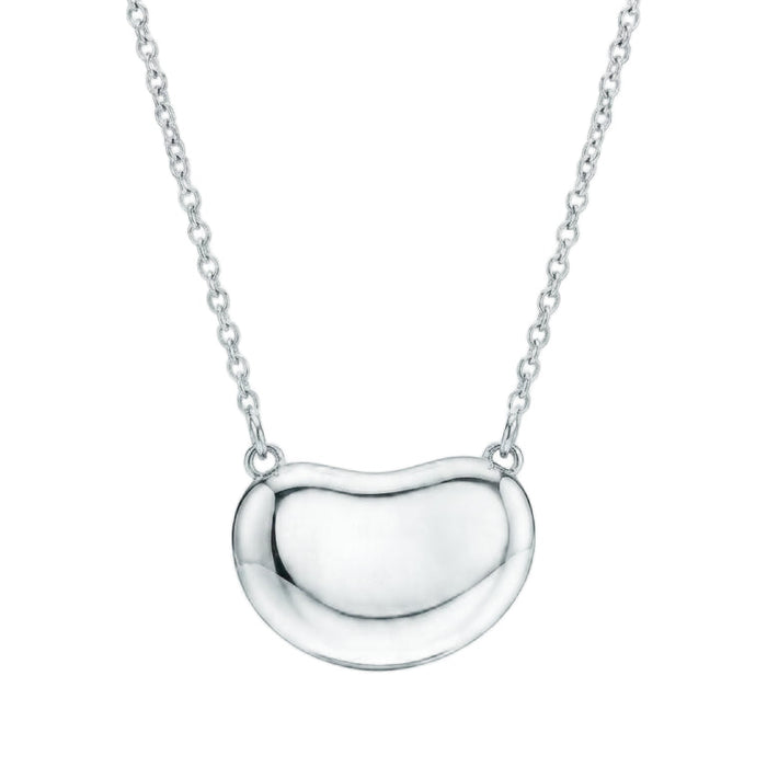 Rhodium Plated 925 Sterling Silver Bean Pendant Necklace - STP00046
