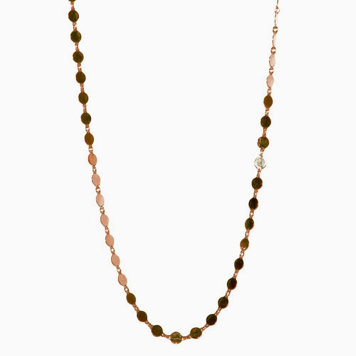 Silver 925 Rose Gold Plated Flat Circle Necklace - ECN00024RGP | Silver Palace Inc.