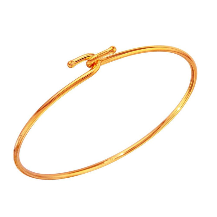 Silver 925 Rose Gold Plated Hook Bangle - DIB00004RGP | Silver Palace Inc.
