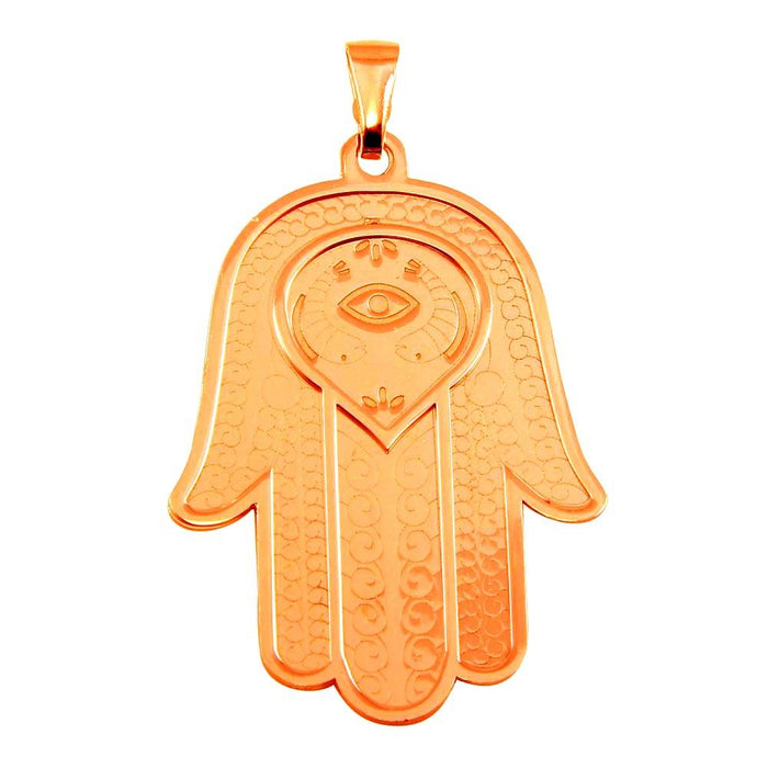 Silver 925 Rose Gold Plated Large Hamsa Pendant - ECP00008RGP | Silver Palace Inc.