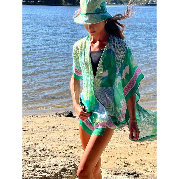 Scarves Australia Beach Sarongs Beach Kimono and Bucket Hat Combo - Green