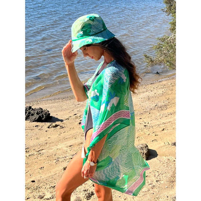 Scarves Australia Beach Sarongs Beach Kimono and Bucket Hat Combo - Green