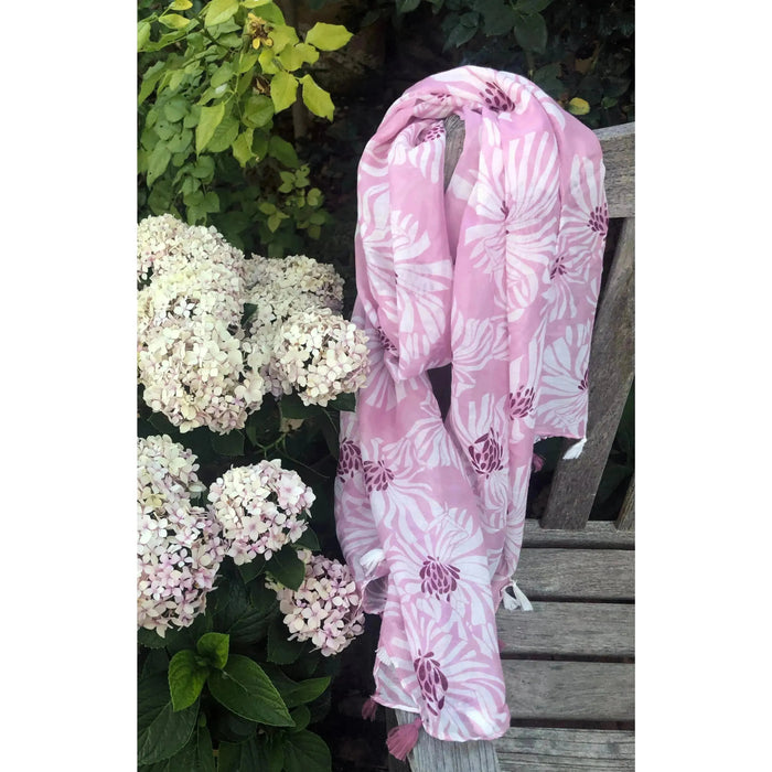 Scarves Australia Scarves & Shawls Floral Summer Scarf - Tassels - Pink Purple