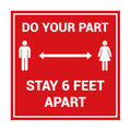 Signs ByLITA Square Do Your Part Stay 6 Feet Apart Sign
