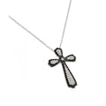 Silver 925 Black and Clear Rhodium Plated Cross CZ Necklace - BGP00778 | Silver Palace Inc.