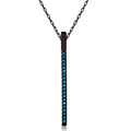 Silver 925 Black Rhodium Long Bar Necklace with Synthetic Turquoise Stones - STP01510 | Silver Palace Inc.