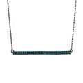 Silver 925 Black Rhodium Plated Bar Necklace with Synthetic Turquoise Stones - STP01515 | Silver Palace Inc.