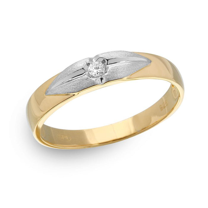 Silver 925 Gold Plated and Rhodium Matte Finish Eternity Band with CZ - GMR00183GP | Silver Palace Inc.