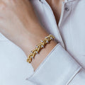 Silver 925 Gold Plated Braided Italian Bracelet with Small CZ Bar Accents - ITB00208GP-RH
