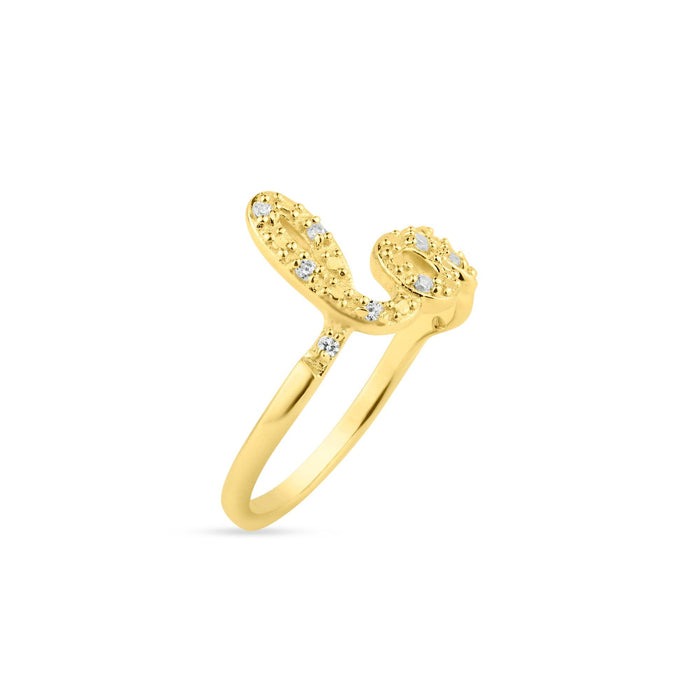 Silver 925 Gold Plated Clear CZ Love Ring - BGR00787GP
