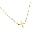 Silver 925 Gold Plated Plated Clear CZ Square Cross Pendant Necklace - BGP00883GP | Silver Palace Inc.