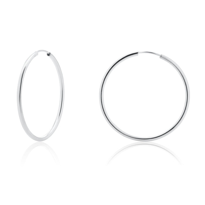 Silver 925 High Polished Endless Hoop Earrings 2mm - HP06-2