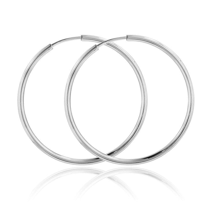 Silver 925 High Polished Endless Hoop Earrings 2mm - HP06-2 | Silver Palace Inc.