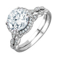 Silver 925 Nickel Free Rhodium Plated Round Halo CZ Bridal Ring - BGR01006 | Silver Palace Inc.