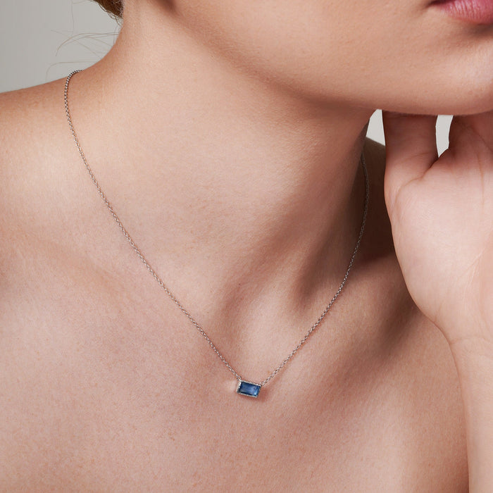 Silver 925 Rectangle Blue CZ Stud Earrings - STE01041BLU