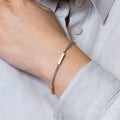 Silver 925 Rhodium Plated Chain with 3 Gold Plated Bars Italian Bracelet - ITB00163RH-GP