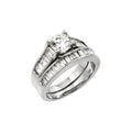 Silver 925 Rhodium Plated Clear Baguette CZ Engagement Ring Pair Set - STR00978 | Silver Palace Inc.