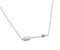 Silver 925 Rhodium Plated Clear CZ Arrow Pendant Necklace - STP01382 | Silver Palace Inc.