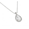 Silver 925 Rhodium Plated Clear CZ Drop Shape Pendant Necklace - BGP00922 | Silver Palace Inc.