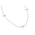 Silver 925 Rhodium Plated Clear CZ Flower Pendant Necklace - BGP00983 | Silver Palace Inc.