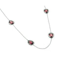 Silver 925 Rhodium Plated Clear CZ Red Pearl Shape Pendant Necklace - BGP00970RED | Silver Palace Inc. #color_red