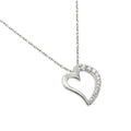 Silver 925 Rhodium Plated Clear CZ Squished Heart Pendant Necklace - STP01431 | Silver Palace Inc.