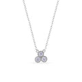 Silver 925 Rhodium Plated Clear CZ Triple Cluster Pendant Necklace - STP01444