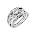 Silver 925 Rhodium Plated Clear Round CZ Inlay Bridal Engagement Ring Pair Set - STR00975 | Silver Palace Inc.