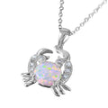 Silver 925 Rhodium Plated Crab with CZ and Synthetic Opal Center Stone - BGP01070WHT | Silver Palace Inc. #color_white