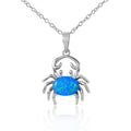 Silver 925 Rhodium Plated Crab with Synthetic Blue Opal Necklace - BGP01069BLU | Silver Palace Inc.