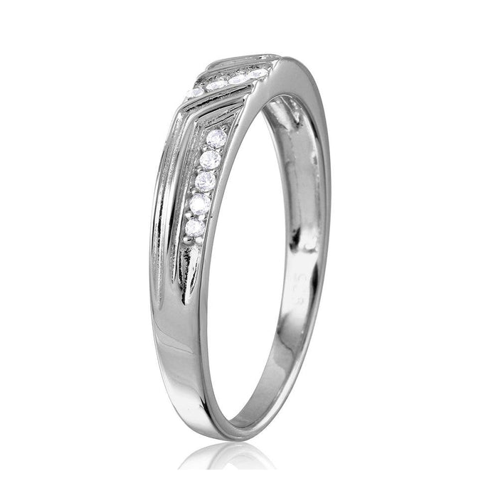 Silver 925 Rhodium Plated CZ Design Ring For Men with Matching Ring For Women - GMR00121