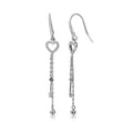 Silver 925 Rhodium Plated Fish Hanging Heart with Strands Dangling Earrings - STE01061 | Silver Palace Inc.