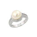 Silver 925 Rhodium Plated Fresh Water Pearl Center Rope Ring - BGR00908 | Silver Palace Inc.