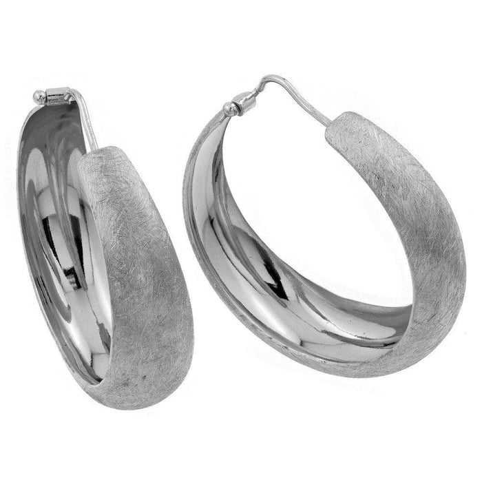 Silver 925 Rhodium Plated Hoop Earrings - ITE00081RHD | Silver Palace Inc.