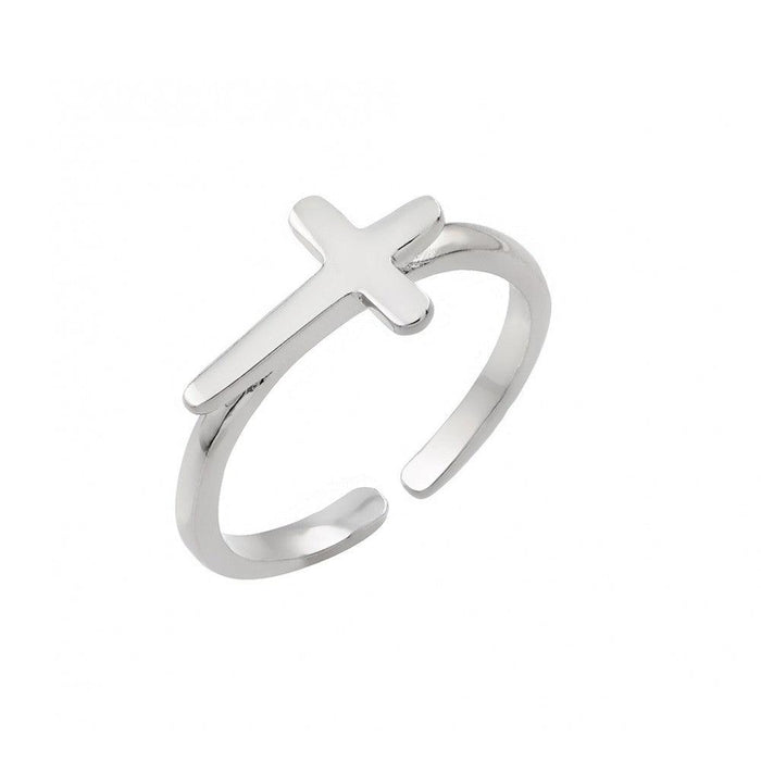 Silver 925 Rhodium Plated Mini Cross Toe Ring - BGR00839 | Silver Palace Inc.