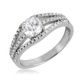 Silver 925 Rhodium Plated Open Shank Round Center Stone Ring - BGR01067 | Silver Palace Inc.